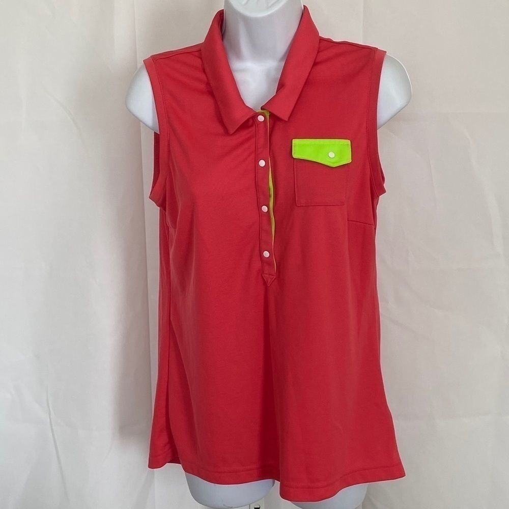 Adidas Golf Sz M Sleeveless Collared Knit Top